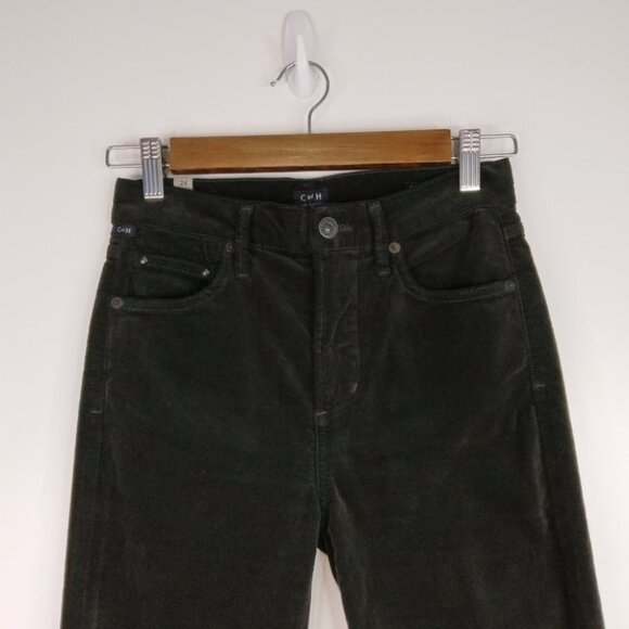Citizens Of Humanity Cara High Rise Cigarette Ankle Green Velvet 24 - Picture 3 of 12